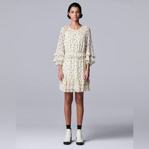 Simply Vera Wang Women’s Ditsy Drip Chiffon Ruffle Dress size Medium